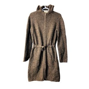 MaxMara Cardigan Coat Hooded Yak Wool Grey Brown M